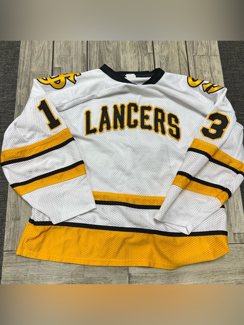 Vintage 90s Athletic Knit Lancers Hockey Jersey Retro XL White